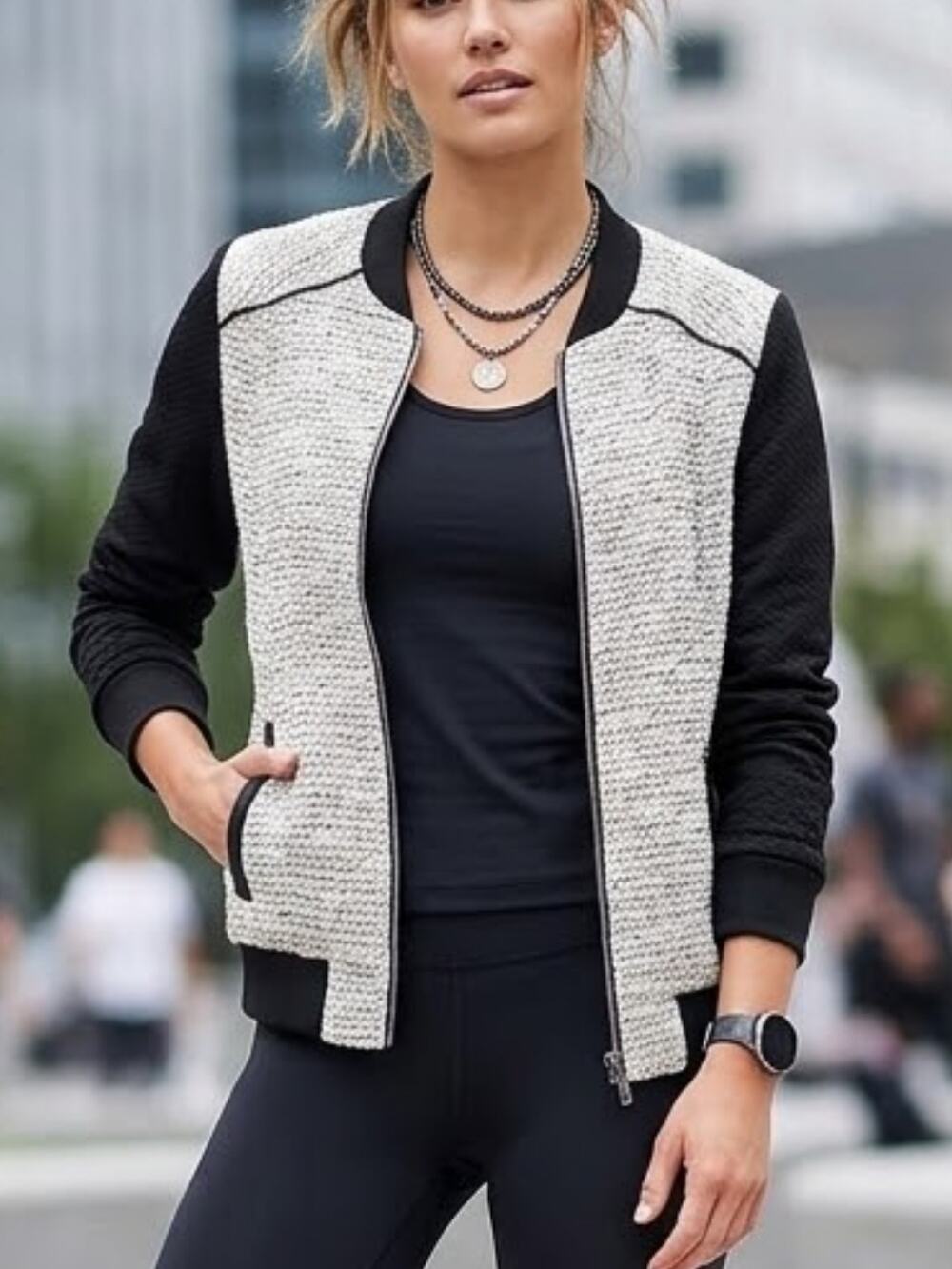 BANANA REPUBLIC FACTORY Baseball-Style Boucle Jacket, S